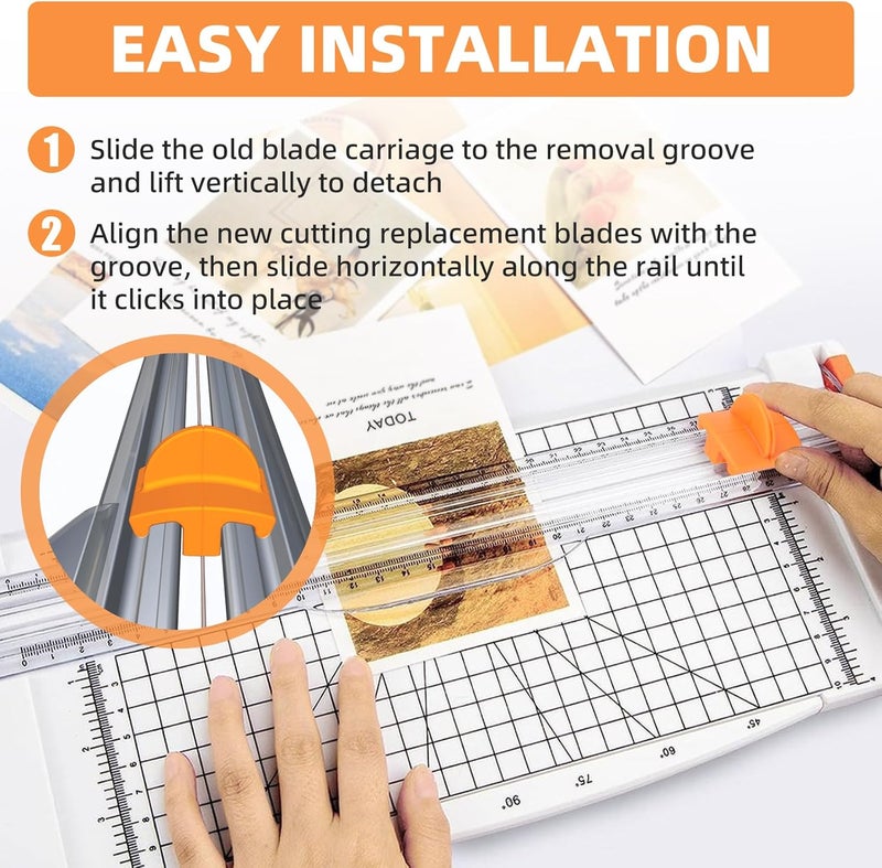 PROSOCOOL 157400-1001 Paper Trimmers Blades Replacement for Fiskars Paper Trimmer TripleTrack High Profile Blades, 12" Portable Paper Cutter Style I Blade 1968701005-4 Pack - Image 4